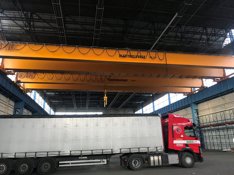 A seventh Verlinde overhead crane of 40 tonnes was recently installed in Greg Transports’ warehouse facilities in Belgium
